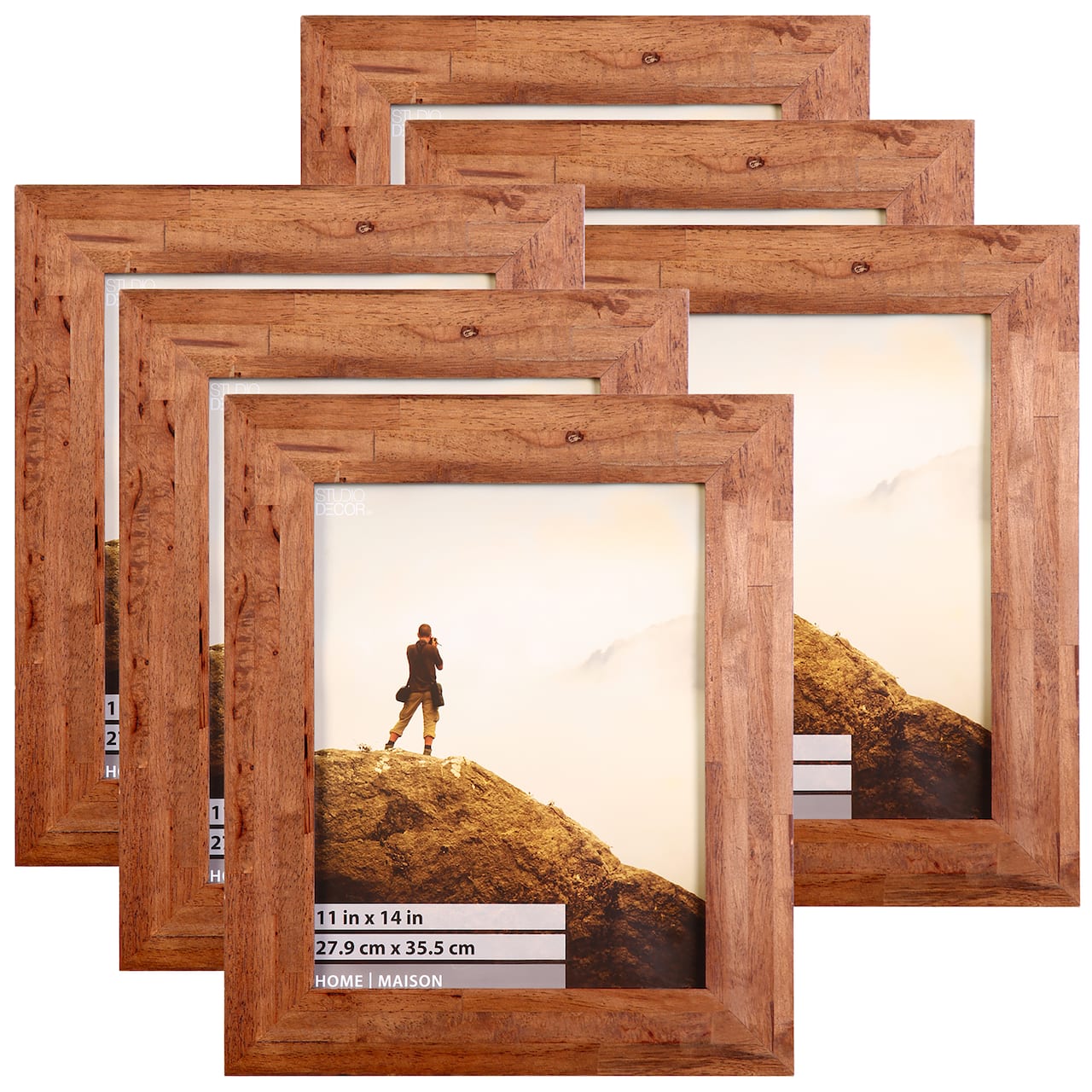 6 Pack: Home Natural Brown Wood Plank Frame by Studio Décor®
